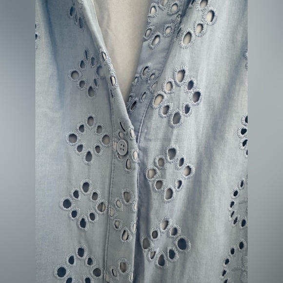 Donna Morgan Light Blue Eyelet Dress - Picture 6 of 7